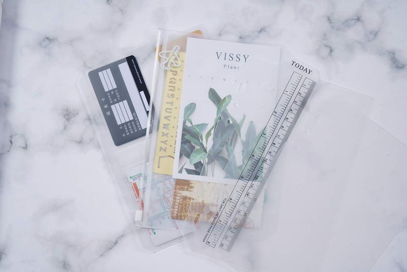 Moterm 2 PCs Page Lifter(Transparent Separator)  1 PC Bookmark Ruler  1 PC PVC Storage Card Holder and 1 PC Zipper Bag for A5 Planner - Image 3